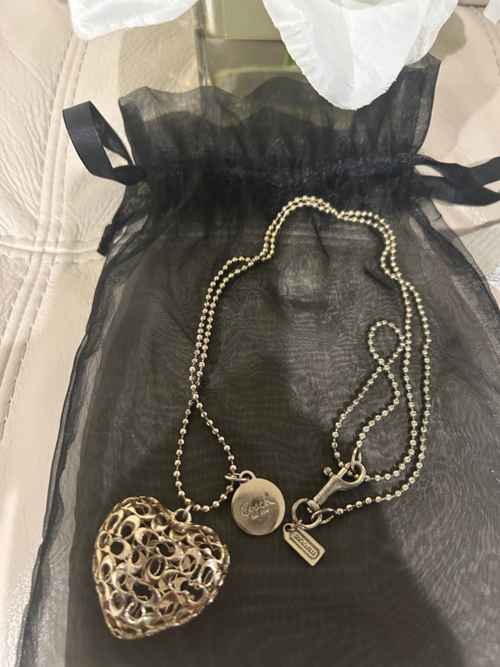 Coach Gold Filigree Heart Pendant Necklace